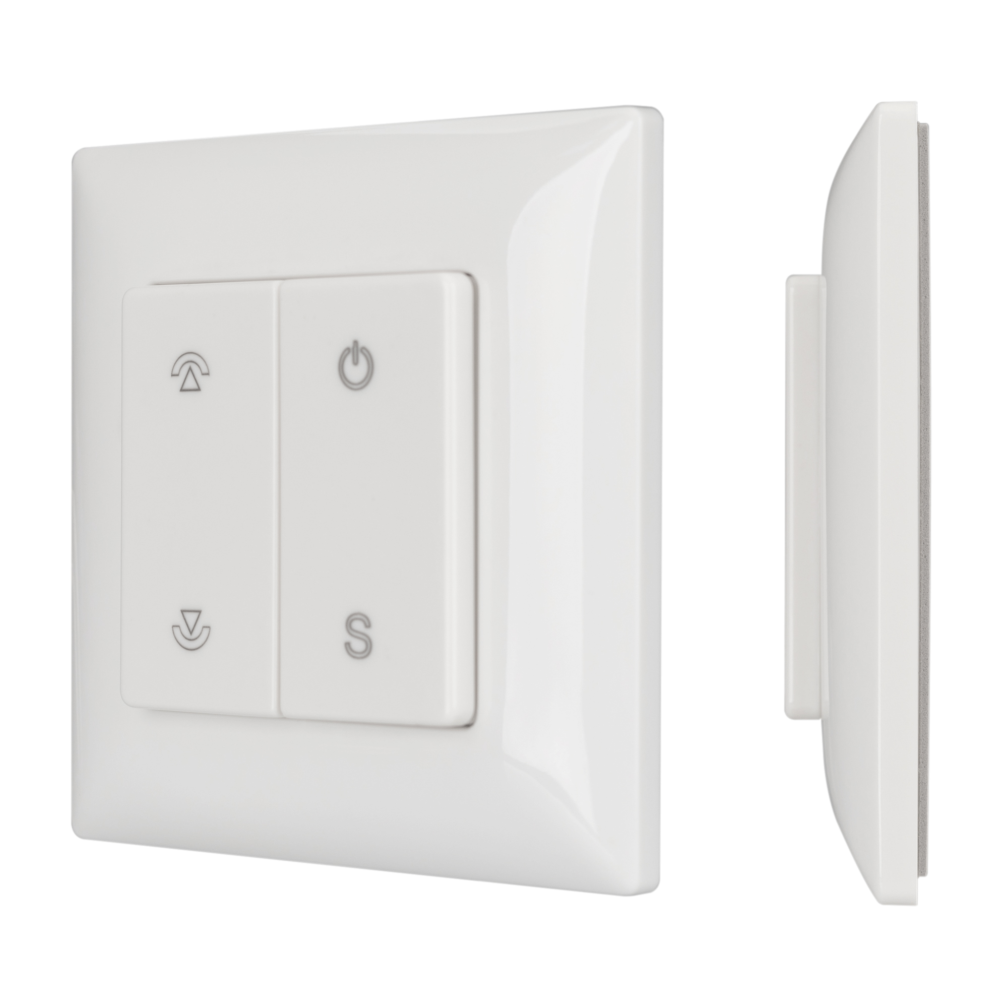 Панель SMART-P46-DIM-P-SUF (3V, 1 зона, Knob, 2.4G) 028300 - Накладная кнопочная панель 2.4 ГГц, цвет белый. Материал - пластик. Для управления одноцветными источниками света, 1 зона управления. Питание/рабочее напряжение 3VDC от батарейки CR2032. Габарит