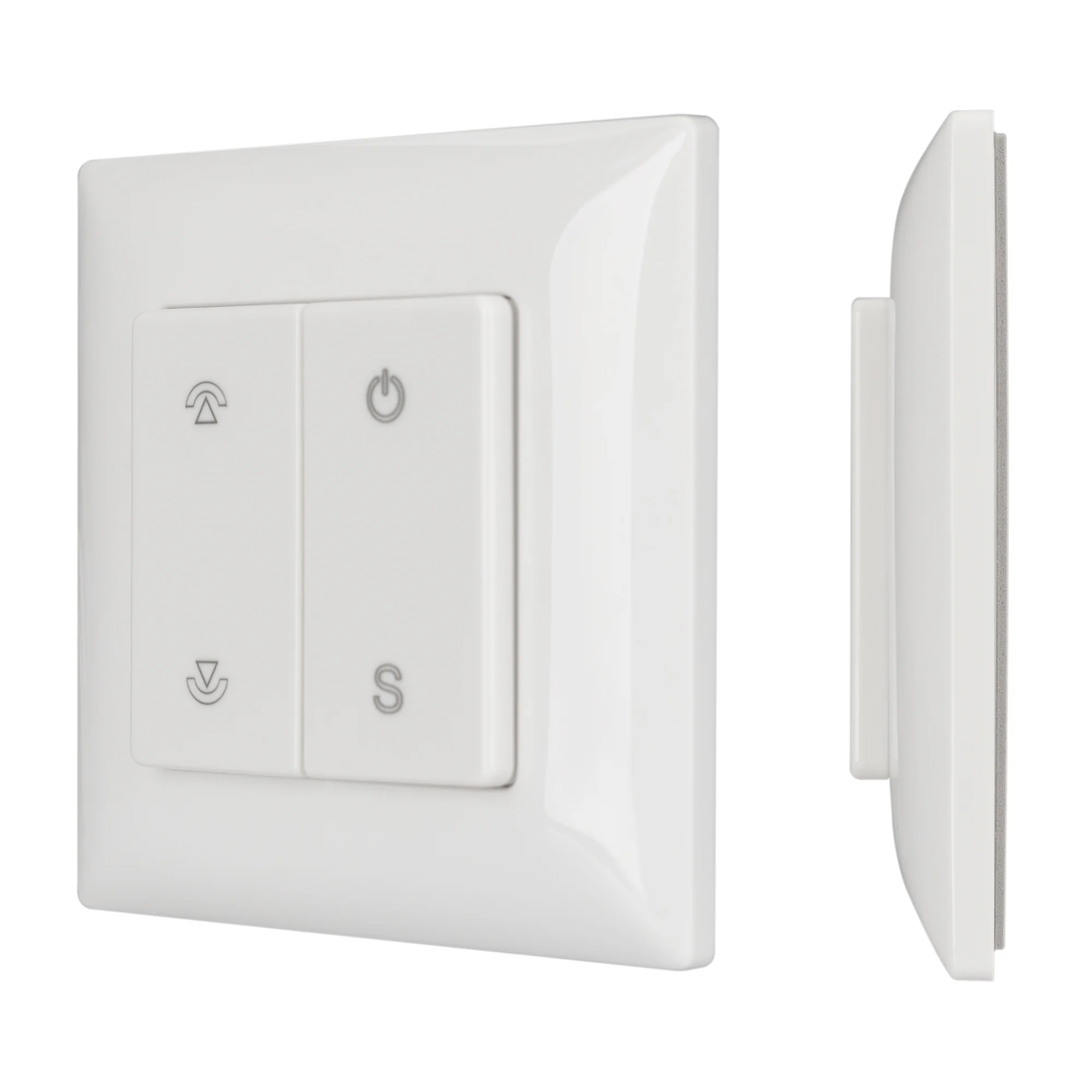 Панель SMART-P46-DIM-P-SUF (3V, 1 зона, Knob, 2.4G) 028300 - Накладная кнопочная панель 2.4 ГГц, цвет белый. Материал - пластик. Для управления одноцветными источниками света, 1 зона управления. Питание/рабочее напряжение 3VDC от батарейки CR2032. Габарит