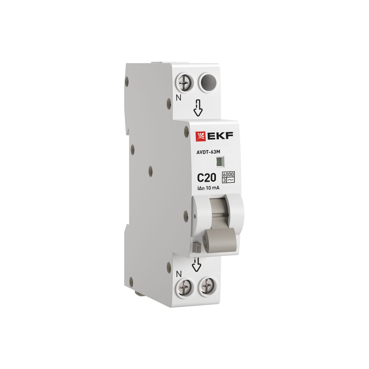 Дифференциальный автомат АВДТ-63М 20А/10мА (1мод., хар.C, электронный тип AС) 6кА PROxima DA63M-20-10