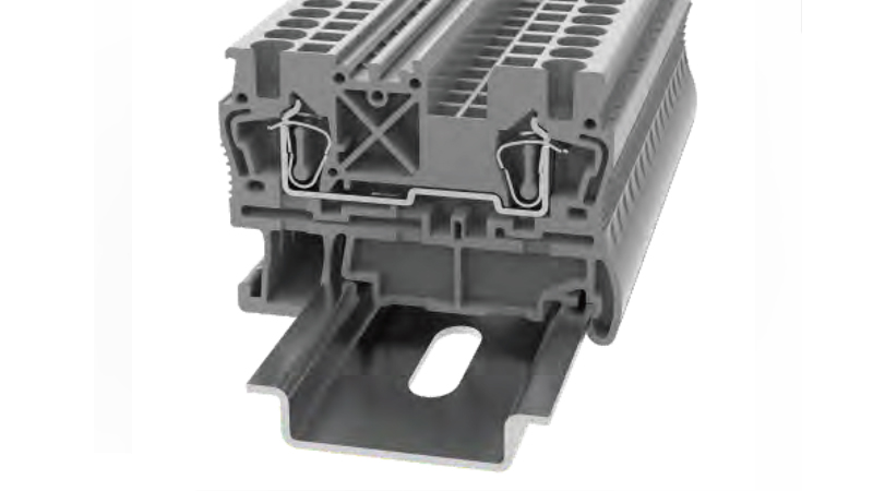 Проходная клемма STB2.5-01P-11 - Проходная клемма, тип фиксации провода: пружинный, номинальное сечение: 2.5 мм кв., 24A, 800V, ширина: 5,2 цвет: серый, втычная перемычка, тип монтажа: DIN35