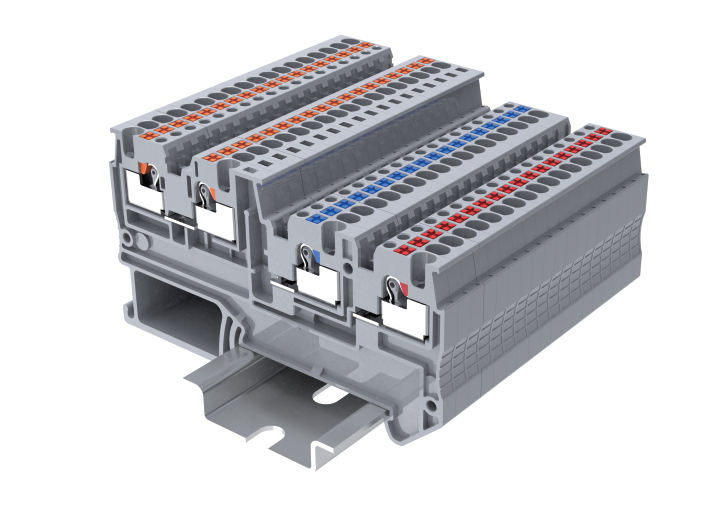 Клемма для подкл. датчик. TPIO1.5-S-3-LR24 - Клемма для подключения датчиков, +/-/сигнал, красный светодиод, 3 точки подключения, тип фиксации провода: push-in, номинальное сечение: 1,5 мм кв., 13,5A, 250V, ширина: 3,5 мм, цвет: серый, тип монтажа: DIN 35