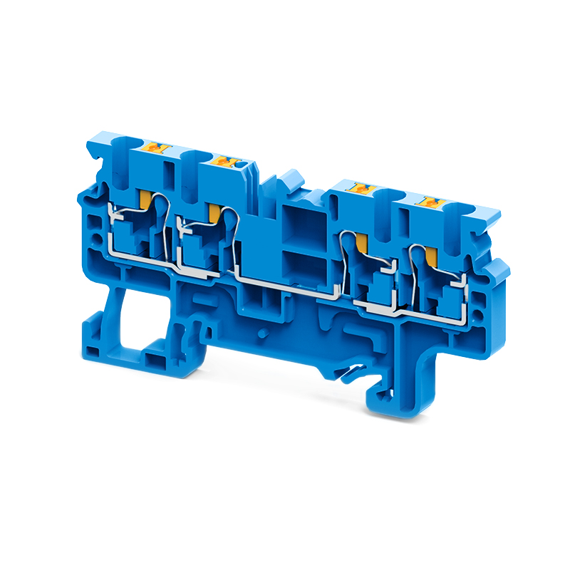 Клемма с 4 конт. push-in 2,5 кв.мм OptiClip СP-2,5-QUATTRO-(0,2-2,5)-I-BU-синий 331847