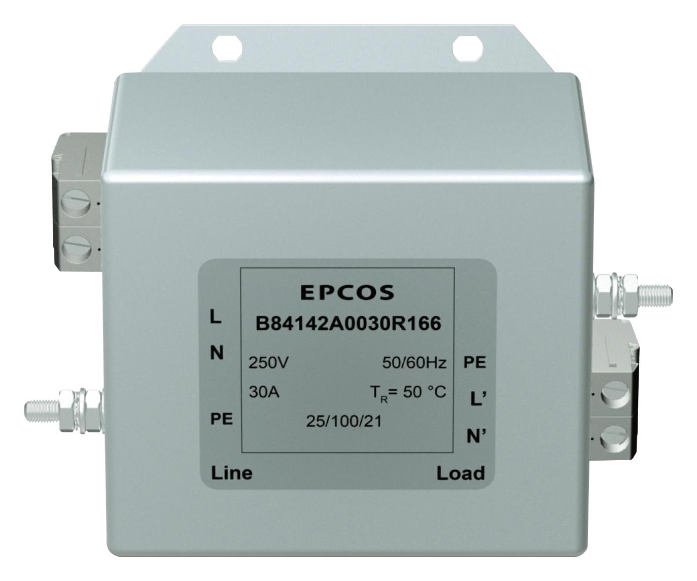 B84142A0030R166 - Сетевой фильтр для 1-фазных систем 30A/250V, 0.005 Ом