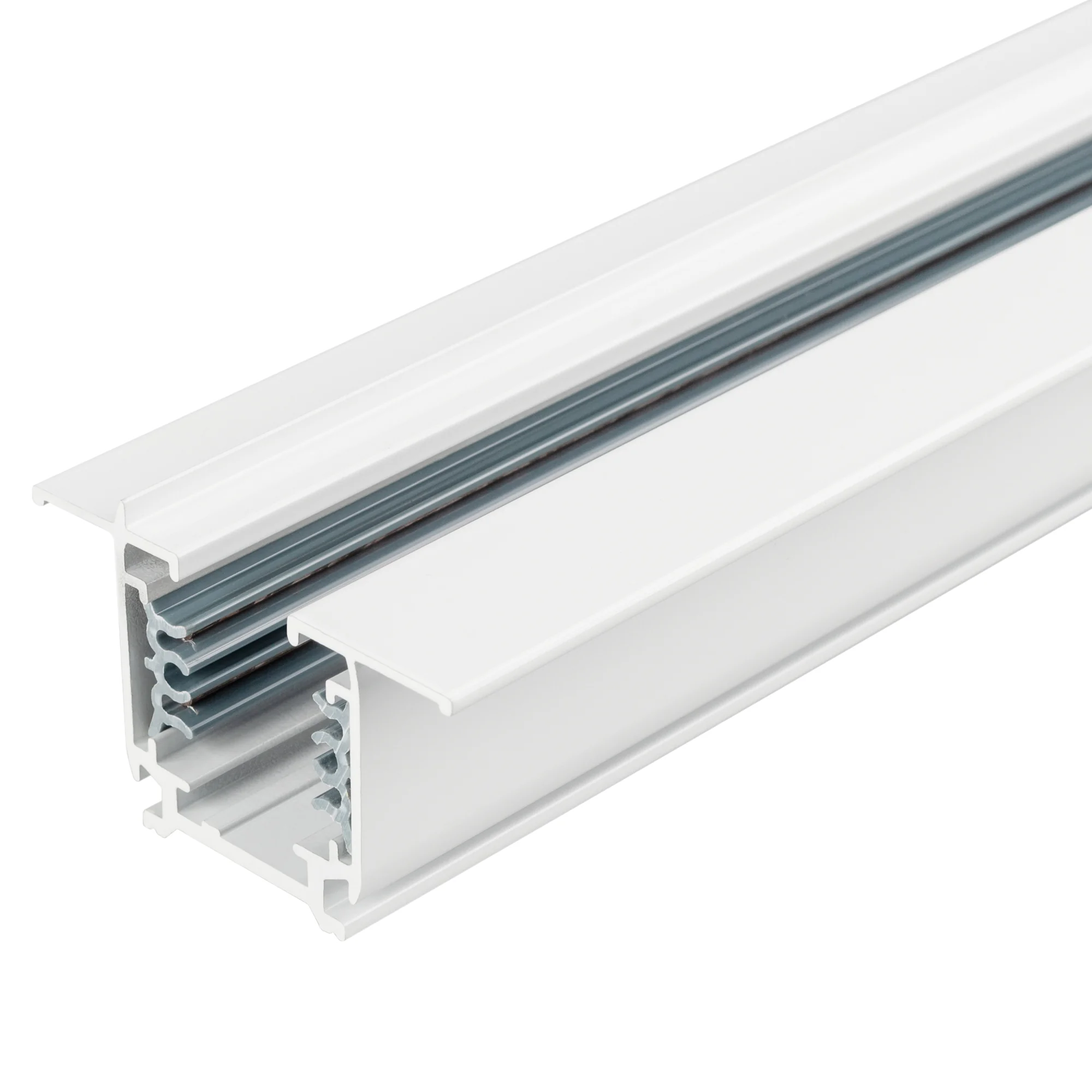 Трек встраиваемый LGD-4TR-TRACK-F-2000-WH-M (C) 028356(1) - 3-фазный встраиваемый трек 4TR, на 4 провода, длина 2м. Цвет белый глянцевый. Коннектор питания и заглушка приобретаются отдельно. Размер ДxШxВ: 2000x56x33мм. Ширина встраиваемой части 32,4мм. Пр