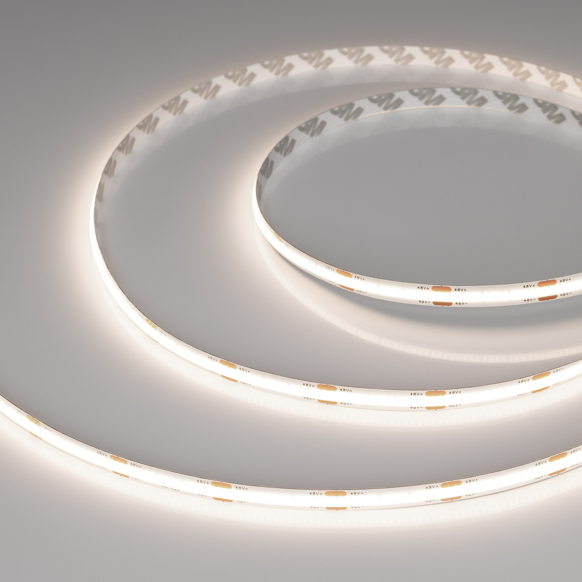 Лента COB-X480-8mm 48V Day4000 (10 W/m, IP20, 50m PRO REEL) 043259 - Лента COB (монтажная бобина 50 м) сплошной засветки без видимых светодиодов. Светодиоды CSP 480 шт/м (24000 шт на 50м). Цвет свечения ДНЕВНОЙ 4000K, высокий индекс цветопередачи CRI>90, 