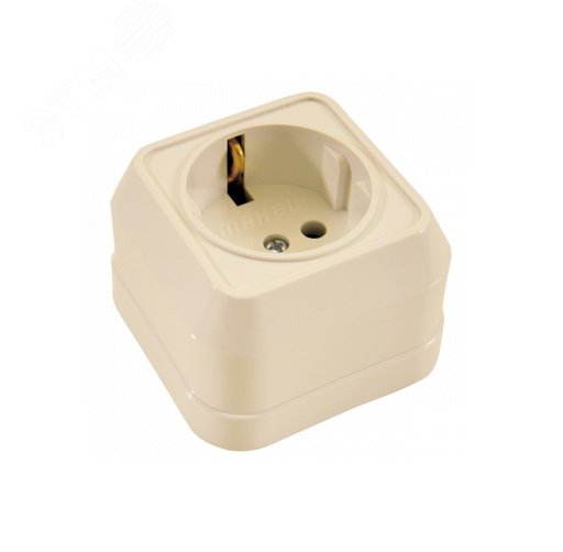 Розетка 1-м ОП 16А IP20 квадрат. с заземл. крем. 45208