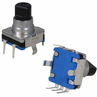 EC110M 30/15 10MM - Энкодер EC11 30 щелчков, 15 импульсов, пластмассовый вал с лыской 5мм, горизонтальные выводы