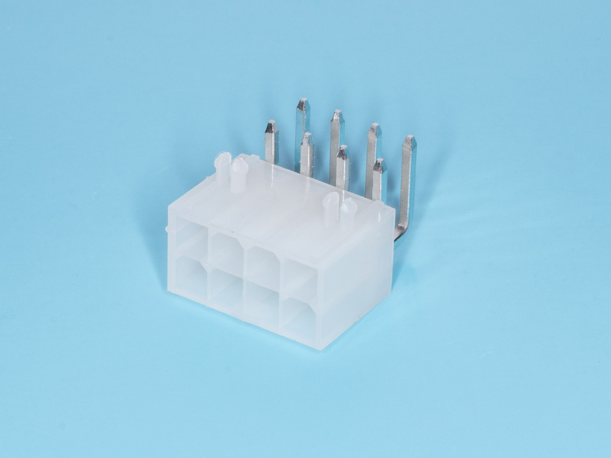 MF-8MRA - Разъем питания Mini-Fit 8 контактов, вилка на плату, прямой угол, с фиксатором, шаг 4,2мм