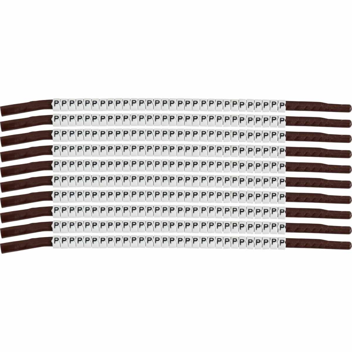 brd133925 - SCN-15-P клипсы белые, 300шт/упак, для провода 3,8-4,6мм диаметра, легенда P