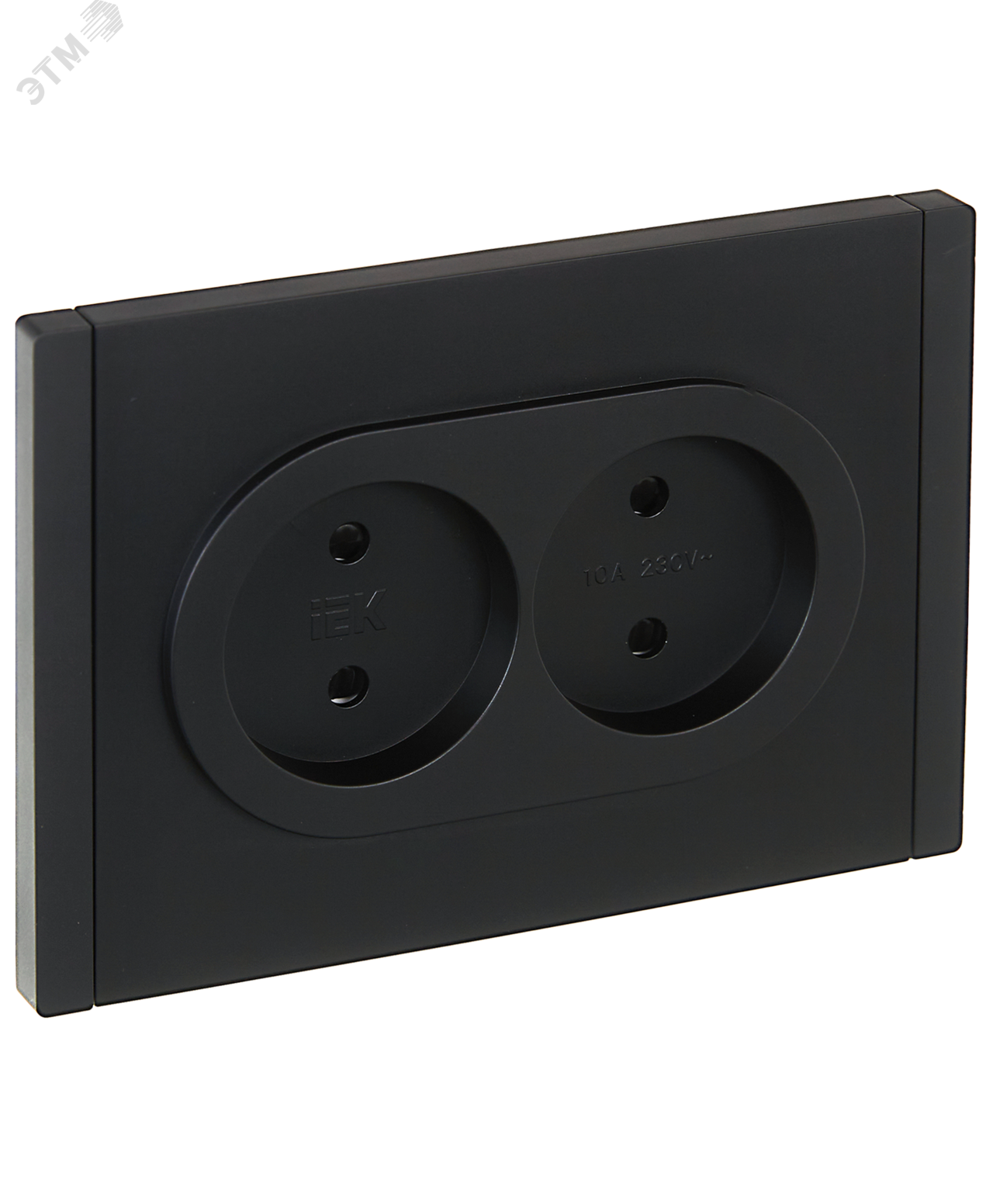 FORTE&PIANO Розетка 2-местная без заземления с защитными шторками безвинтовое крепление 10А FP125 черный IEK FP-R23-10-1-K02