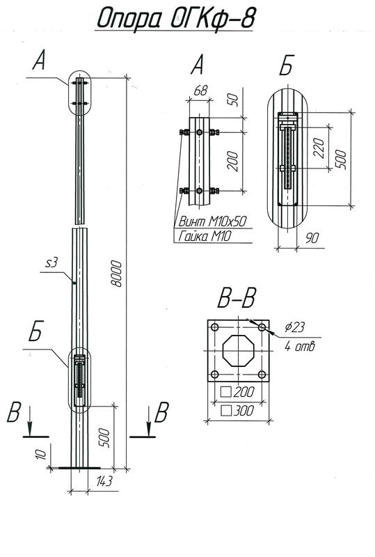 Опора ОГКф-8 (3мм 68/143 фл.300х10 мц. 200 отв. 23х4) гор. оцинк. МК 90313
