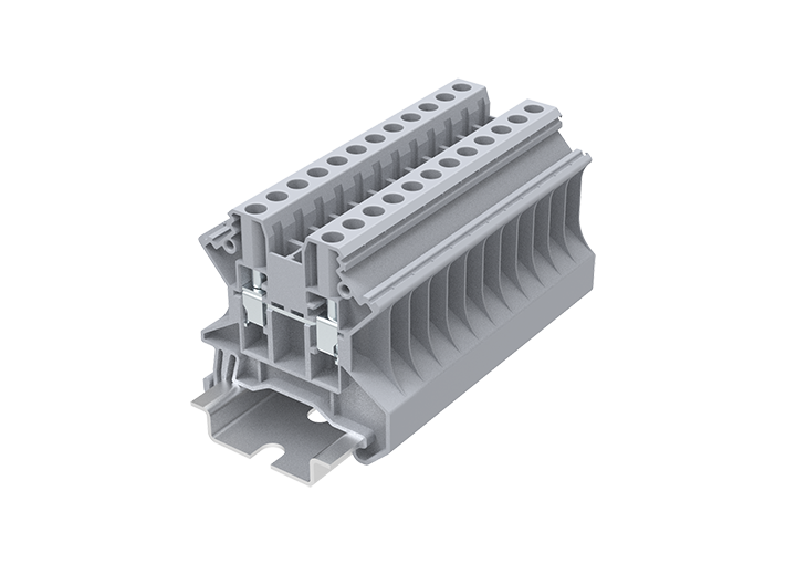 Проходная клемма TU4-2-GY - Проходная клемма, тип фиксации провода: винтовой, номинальное сечение: 4 мм кв., 32A, 1000V, ширина: 6,2 мм, цвет: серый, тип монтажа: DIN 35