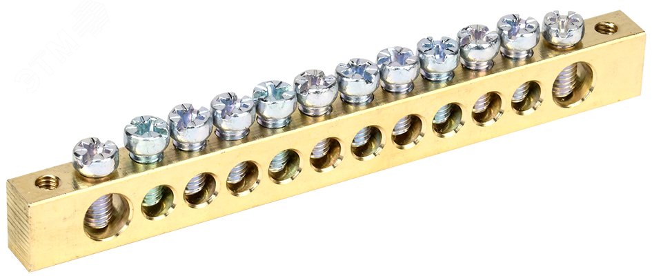 Шина PEN "земля-ноль" 8х12мм 12/2 (12групп/крепеж по краям) YNN21-12-100