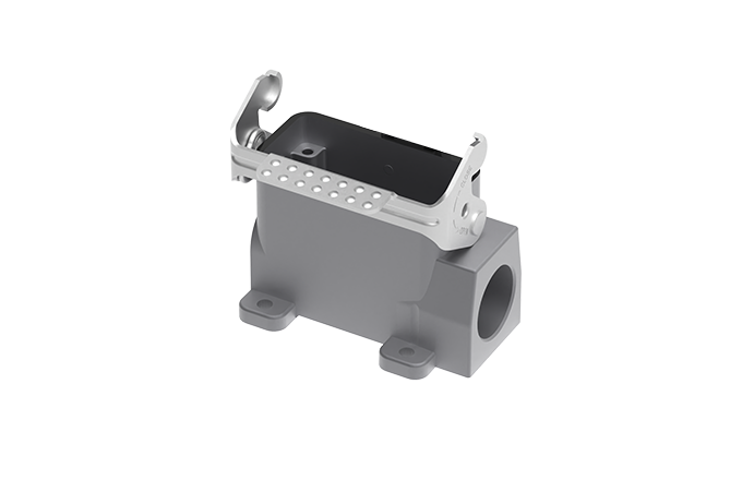 Закрытое основание разъема S10A-SM-1L.M-PG21 - Основание разъема на панель, закрытое, типоразмер 10A, без уплотнителя, 1 отверстие с резьбой для кабельных вводов PG21, с одной защелкой, без защитной крышки, материал корпуса: алюминиевый сплав