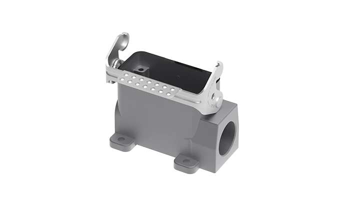 Закрытое основание разъема S10A-SM-1L.M-PG21 - Основание разъема на панель, закрытое, типоразмер 10A, без уплотнителя, 1 отверстие с резьбой для кабельных вводов PG21, с одной защелкой, без защитной крышки, материал корпуса: алюминиевый сплав