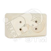 Олимп Розетка двойная без заземления бежевая наружная Б-О0102