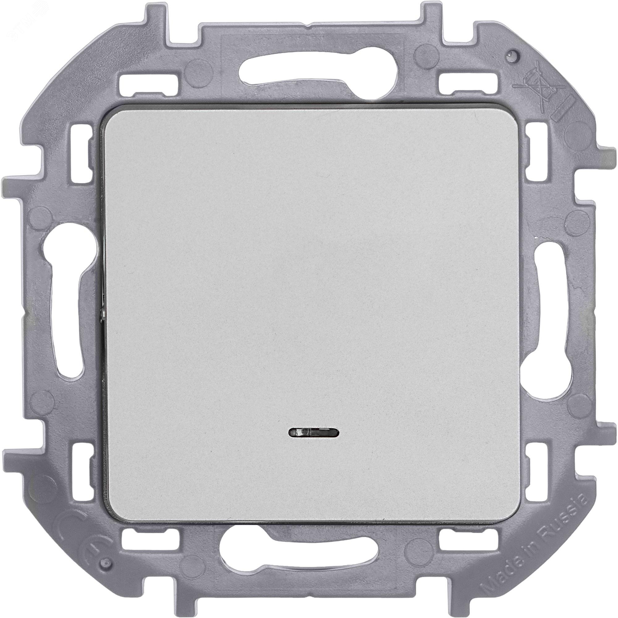 Переключатель 1-кл. Inspiria 10А IP20 250В 10AX с подсветкой / индикацией механизм алюм. Leg 673662