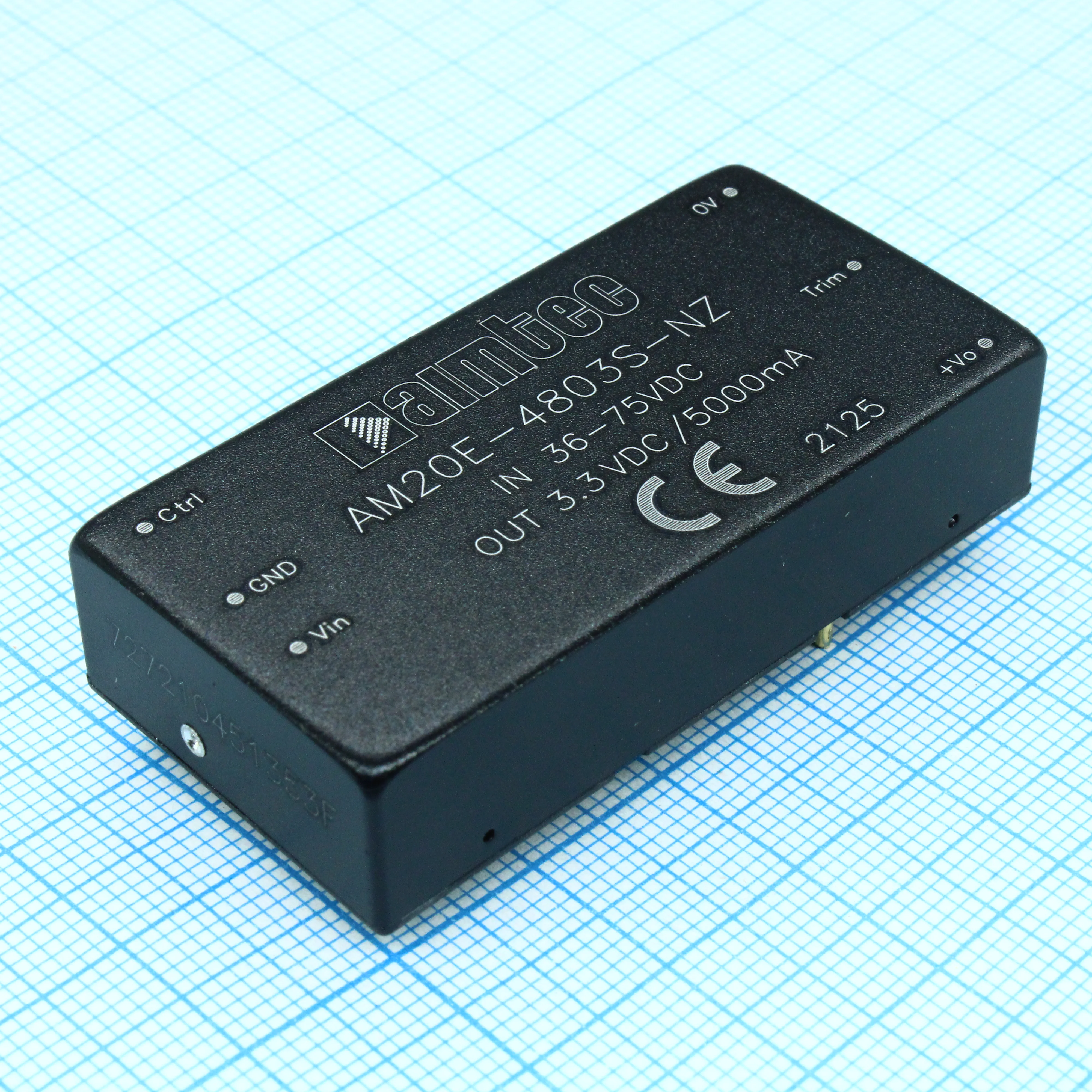 AM20E-4803S-NZ - DC/DC, 20Вт, вход 36…75В, выход 3.3В/5А, изоляция 1500В DC, КПД 86%, максимальная емкостная нагрузка не более 10000мкФ, вход On/Off, 2x1", 50.8x25.4x11.8мм, -40…85°C, металл