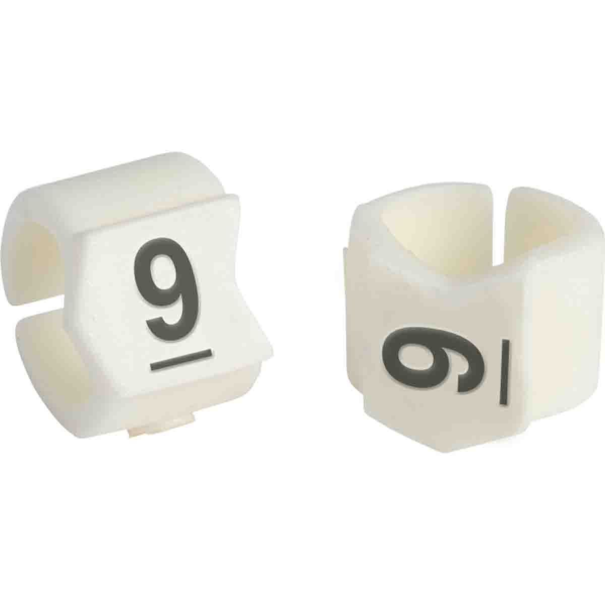 brd133409 - SCN-23-9 клипсы белые, 50шт/упак, для провода 5,9-8,5мм диаметра, легенда 9