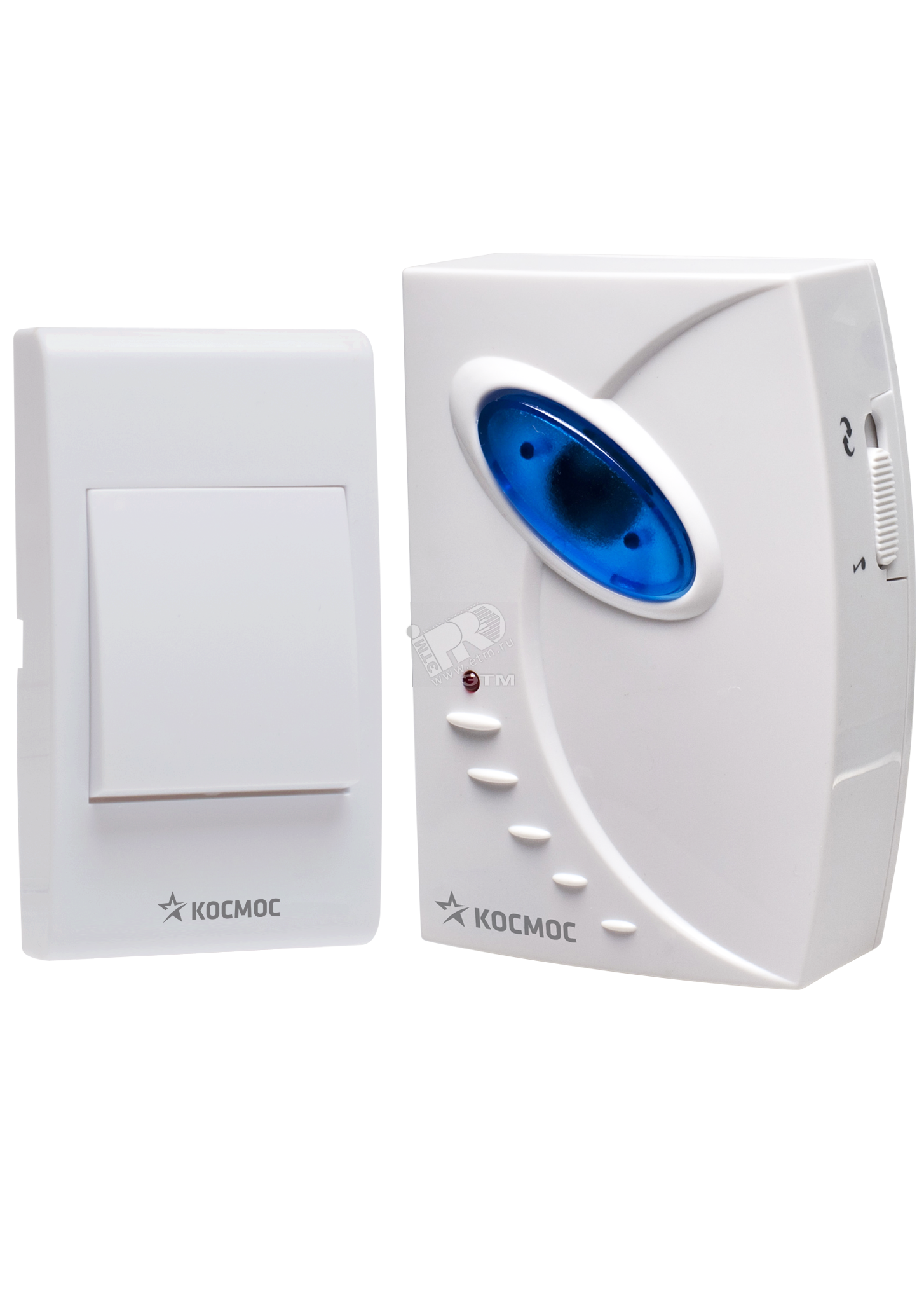 Звонок беспроводной полиф. 23 мелодии 150м элемент питания 1х23A (в компл.) бел. КОСМОС KOC_AG306A