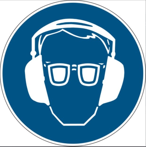 gws227539 - PIC 268 Предписывающий знак безопасности "Работать в защитных очках и наушниках", 50 мм, 250 шт/рул , B-7541(ламинированный полиэстер)"