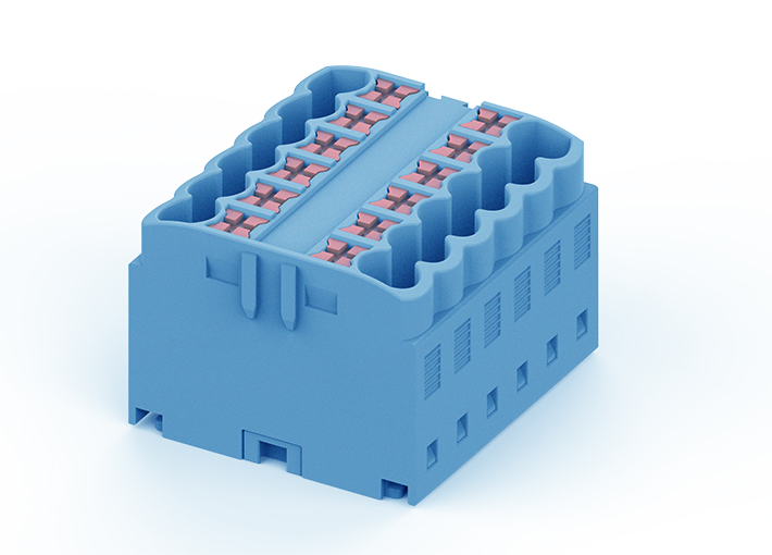 Проходной блок TPA2.5-12-BU - Проходной блок, 12 точек подключения, тип фиксации провода: push-in, номинальное сечение: 2,5 мм кв., 24A, 450V, цвет: синий