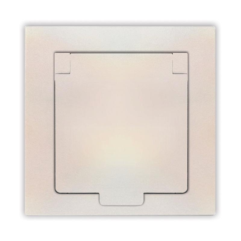 Розетка 1-м СП Афина 16А IP20 с заземл. с крышкой в сборе жемчуг A0029-OBr