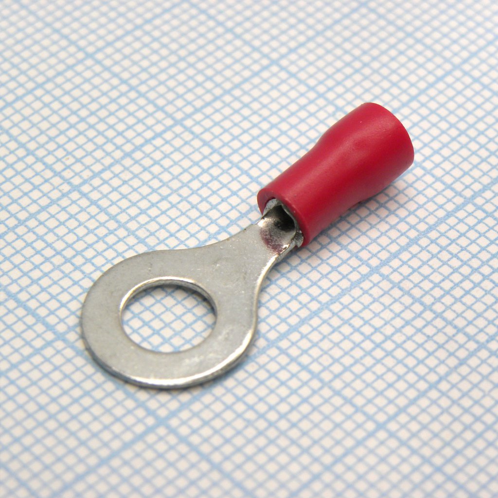 RV1.25-6 Red - наконечник кабельный кольцевой с изоляцией d=6.4мм, сеч. пров.0.5-1.5мм2