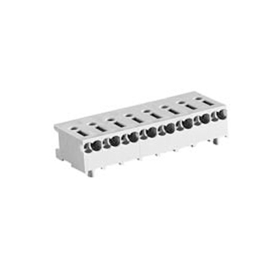 Клемма Wiecon 8520 B / 8 OB - Вилочный разъем, горизонтальный, на плату, под штырь, шаг 3,5 мм, 8 полюсов, фиксация на плате пайкой, 250V, 4А, без маркировки, цвет: серый, серия 8520 B