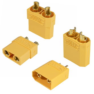 XT90 M+F - Разъем силовой 2 контакта 50А 10-12AWG комплект вилка+разетка