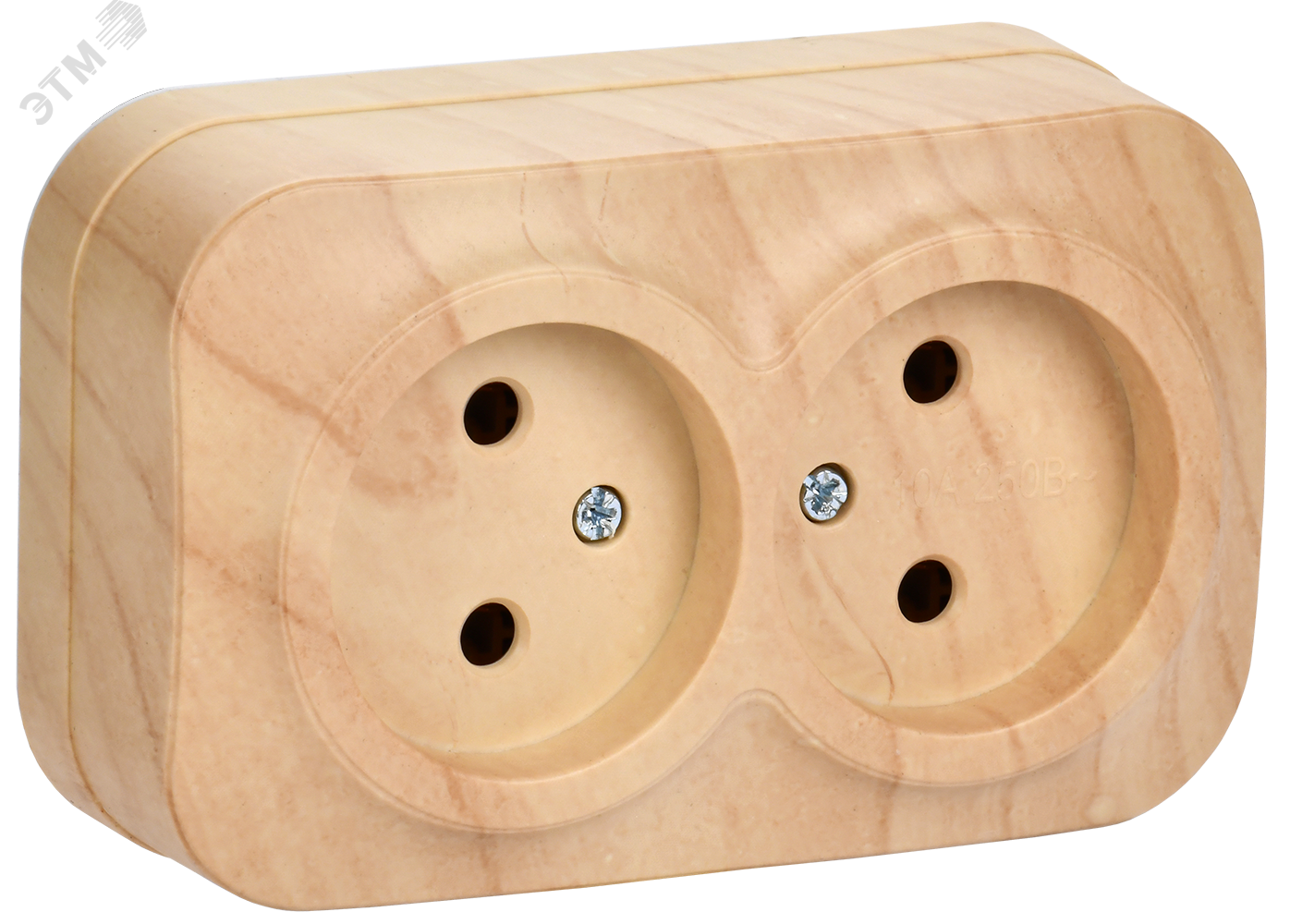 Розетка 2-м ОП GLORY РС22-2-ХС 10А без заземл. сосна ERH20-K34-10