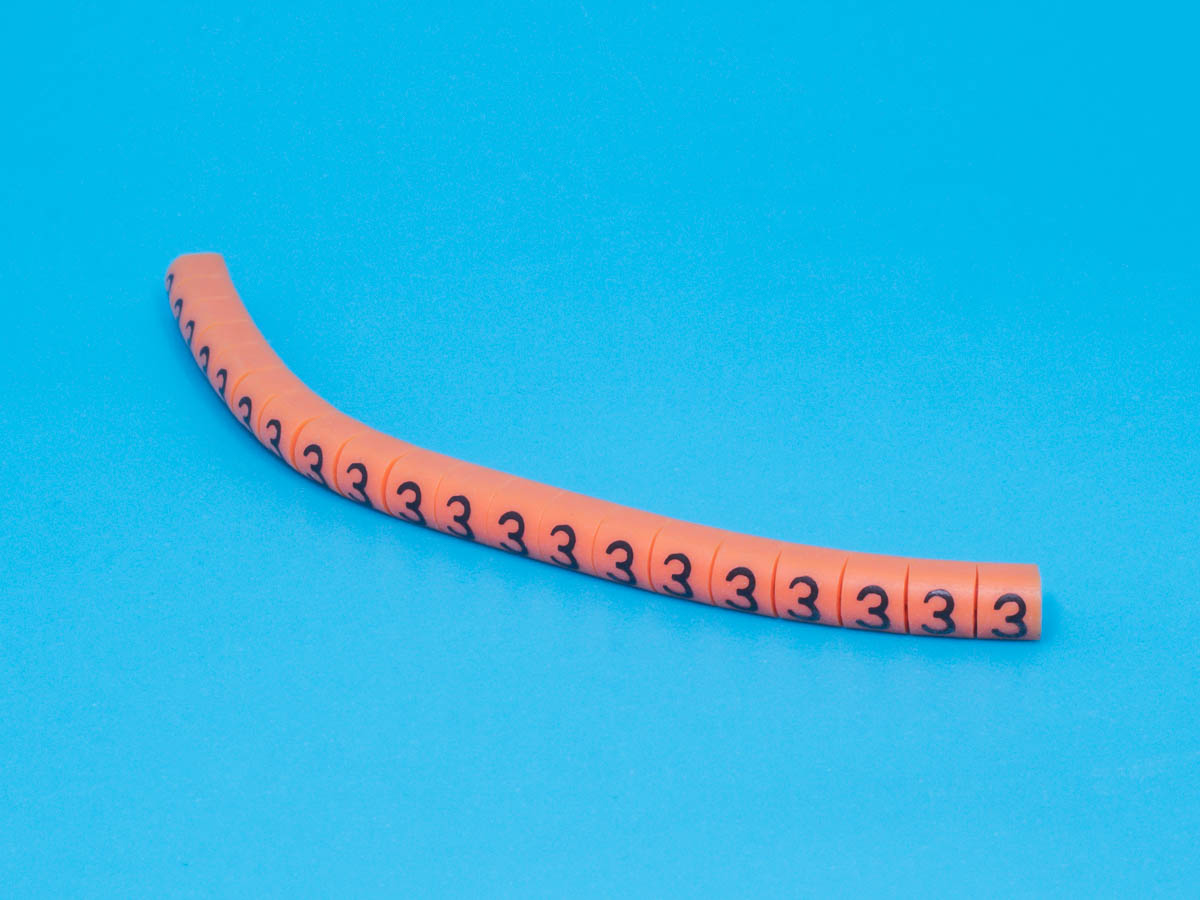 EC-0-3 - Маркер цифра 3 d=2,0-3,2мм, оранжевый, упак.20 шт.