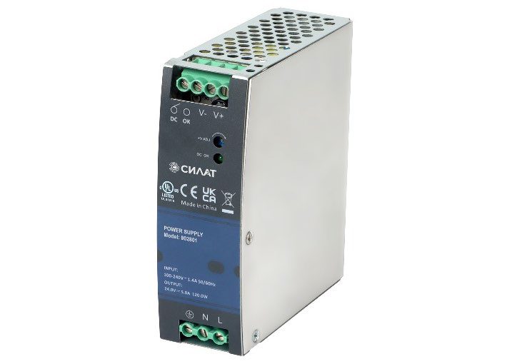 Источник питания 24 V DC/5 A, 902801 - Источник питания, однофазный, 24VDC / 5A, 120W, диапазон входн. напр.: 90 - 264VAC / 127 - 370VDC; габариты (мм): 126,5х125х40, монтаж: на DIN рейку