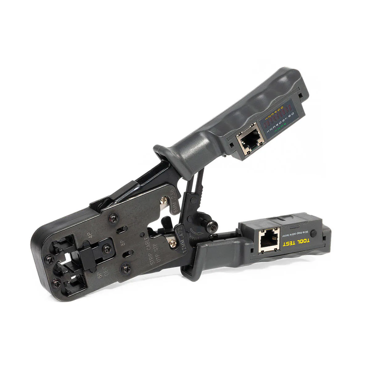 JT-03T - Клещи для обжима разъемов 8Р8С (RJ-45), 6Р6С (RJ-12), 6P4C (RJ-11), 6Р2С, 4P4C, 4P2C (RJ-22), встроенные модули, встроенная функция тестирования кабельных линий