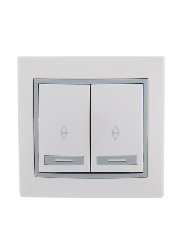 Переключатель проходной 2-кл. СП Mira 10А с сер. вставкой бел. 701-0215-106