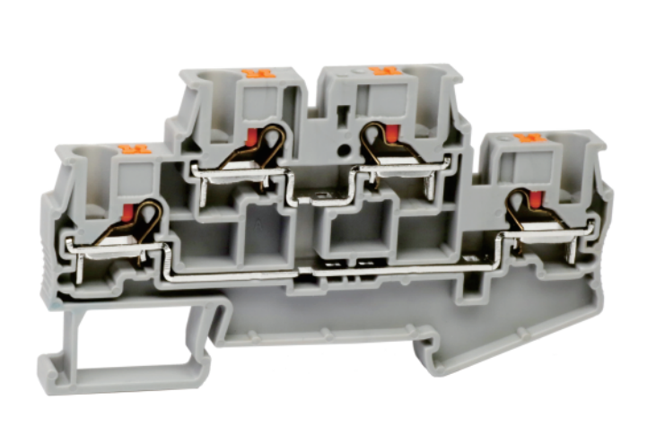 Этажная клемма UJ6-4/2-2 - Этажная клемма, тип фиксации провода: push-in, номинальное сечение: 4 мм кв., 32A, 800V, ширина: 6,2 мм, цвет: серый, тип монтажа: DIN 35