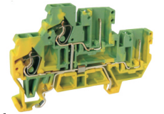 Заземляющая клемма UJ5-2.5WV/2X2JD - Заземляющая этажная клемма для подключения разъемоа, тип фиксации провода: пружинный, номинальное сечение: 2,5 мм кв., ширина: 5 мм, цвет: желто-зеленый, тип монтажа: DIN 35
