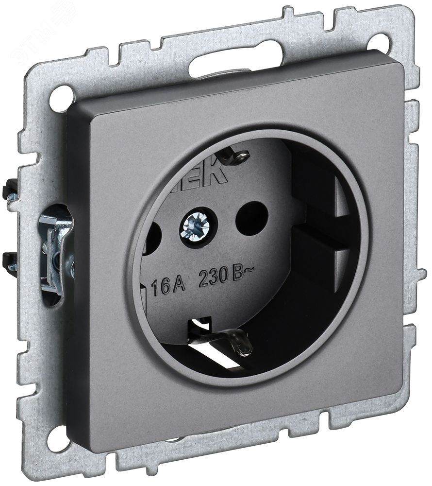 Розетка 1-м СП BRITE РС11-1-0-БрС 16А с заземл. без защ. шторки сталь BR-R11-16-K46