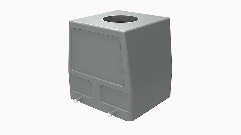 Крышка разъема D32B-TE-4g-PG36 - Крышка разъема на кабель, типоразмер 32B, стандартное исполнение, без уплотнителя, 1 отверстие с резьбой для кабельных вводов PG36, с верхним расположением, без защелок (упоры для двух защелок), материал корпуса: алюминиев