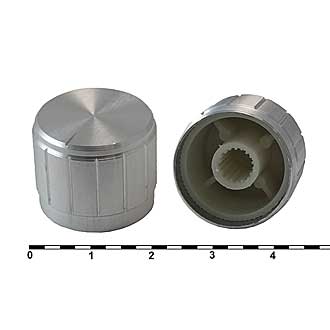 21X17BL - Ручка управления на вал 6 мм с насечкой, серебристая D=21мм, h=17мм