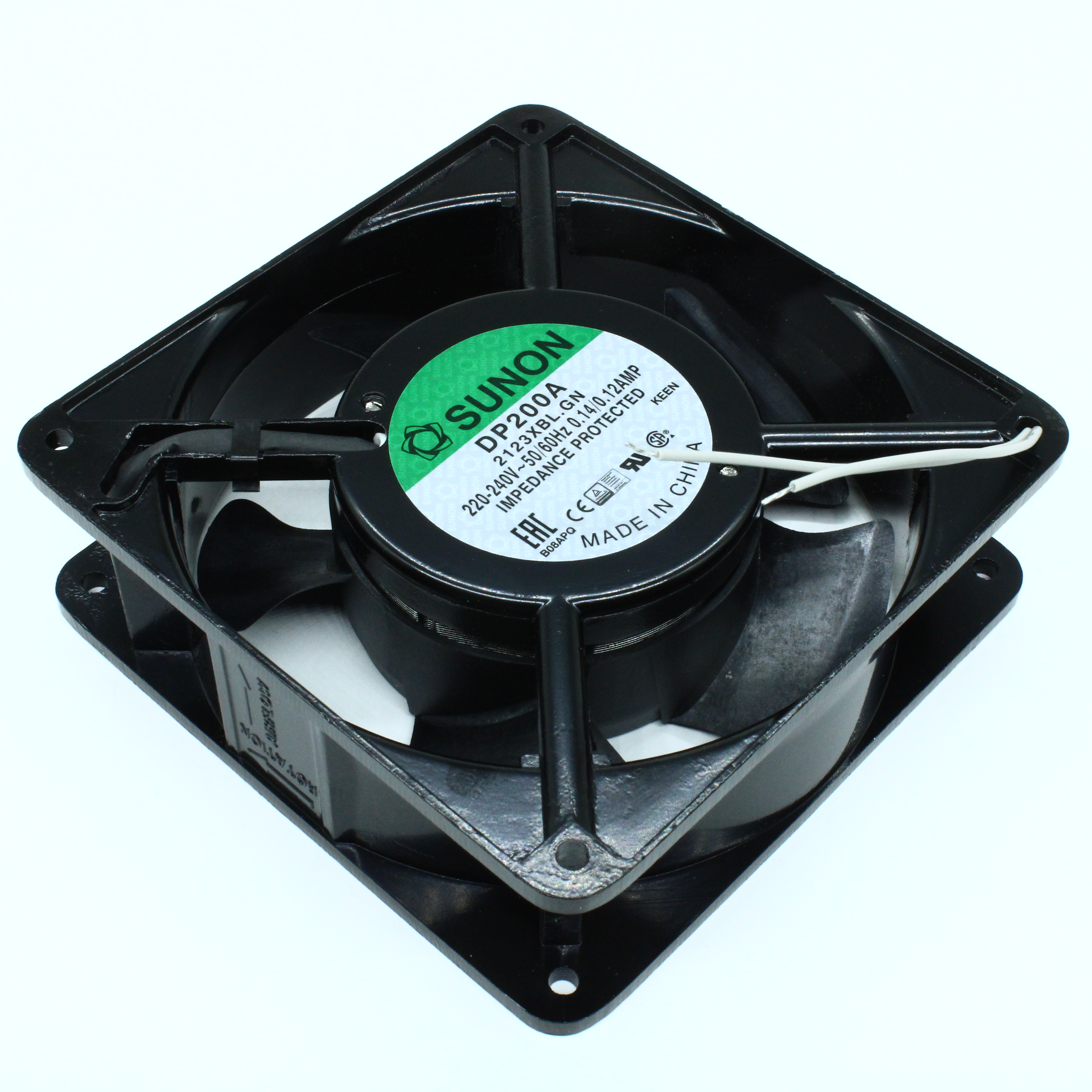 DP200A-2123XBL.GN - Вентилятор 220В AC, 2850об/мин, 120x120x38мм, 163.9 м3/час, 45 дб, 2 подшипника качения, тип вывода - провод