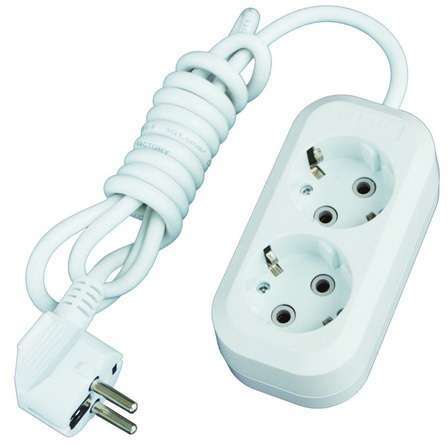 Удлинитель 2х3м с заземл. 13А IP20 Е-302 ПВС 3х1 АБС-пластик 9631973