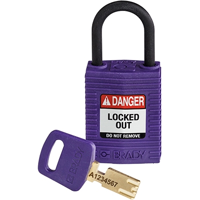 gws150186 - Замок SafeKey нейлоновый компактный, нейлоновая дужка, высота дужки – 25 мм, диаметр дужки – 4.3 мм, нейлоновый корпус, размеры корпуса – 43х32х19 мм, цвет – фиолетовый, 1 шт/упак