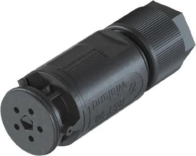 Разъем RST08i5 S B1 ZR1 H SW - Розеточный разъем на кабель диам. 5-10.6 мм, IP68(69k), 5 полюсов, цвет: черный, номинальные характеристики: 250V/400V 8A, серия gesis RST MICRO