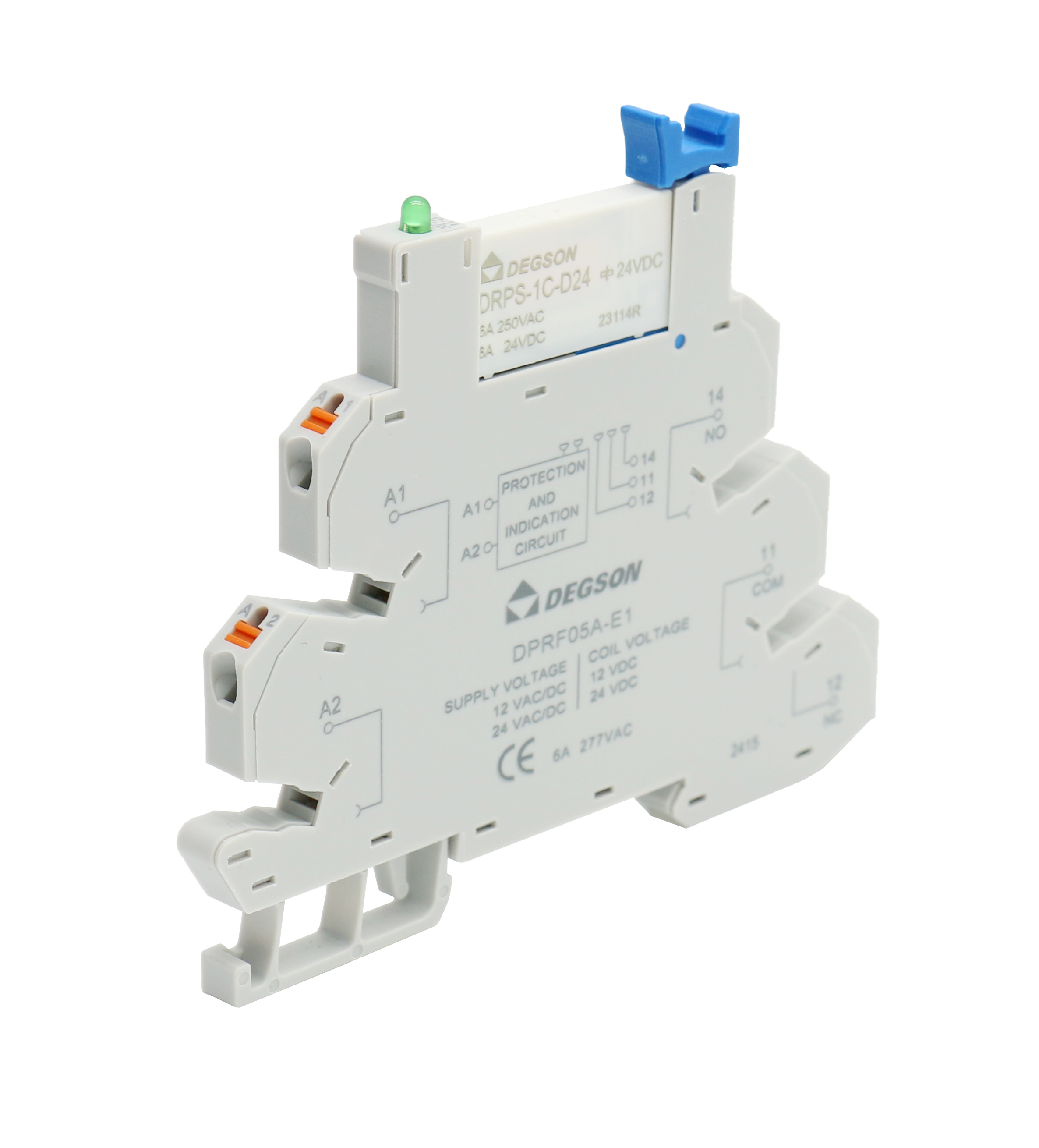Реле с колодкой DRPSP-1C-D24 - Реле с колодкой, 1 группа переключающих контактов, 24VDC, 6A, в комплекте: реле DRPS-1C-D24-00Z(H), колодка DPRF05A-E1-00Z(H)