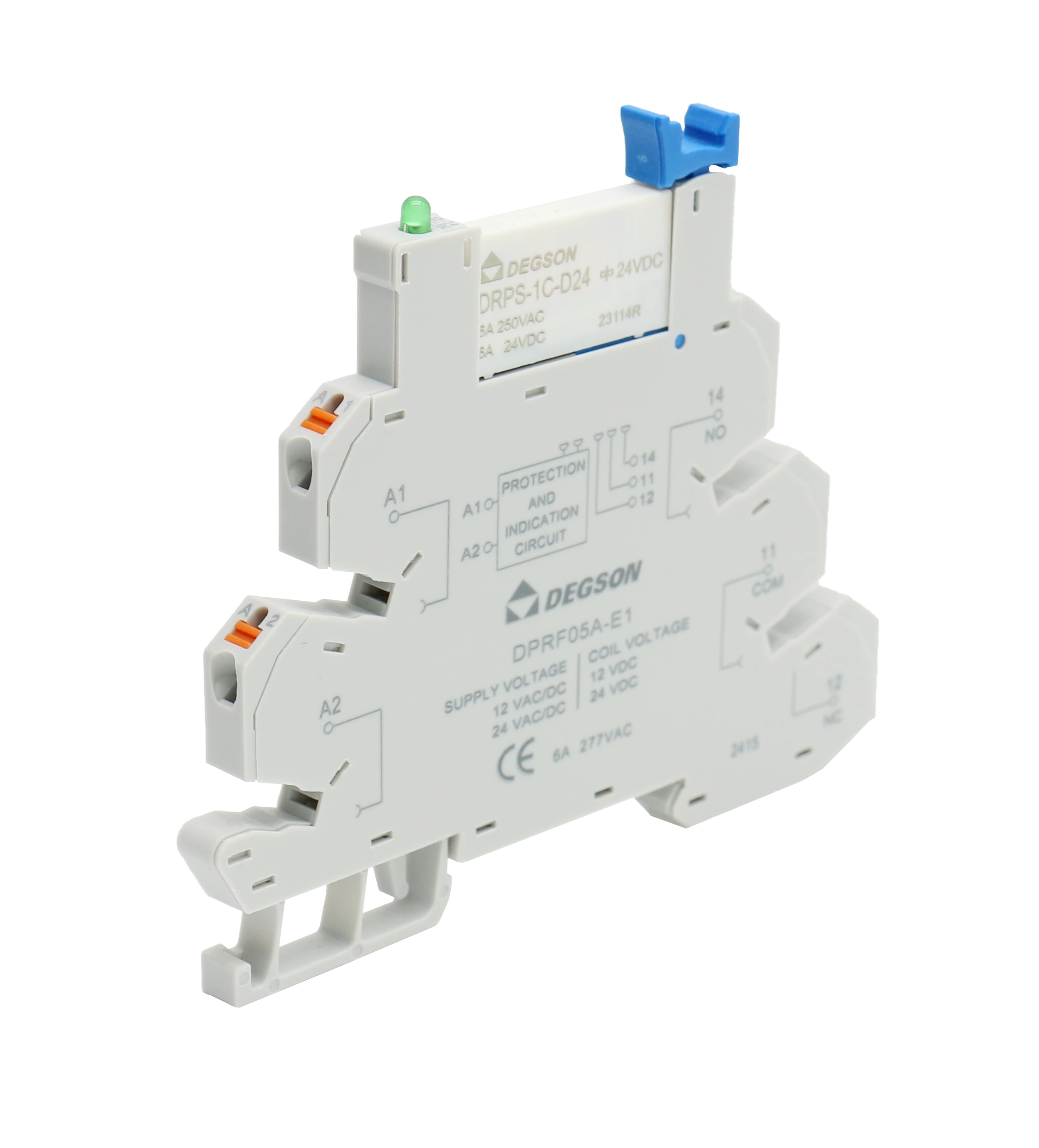 Реле с колодкой DRPSP-1C-D24 - Реле с колодкой, 1 группа переключающих контактов, 24VDC, 6A, в комплекте: реле DRPS-1C-D24-00Z(H), колодка DPRF05A-E1-00Z(H)