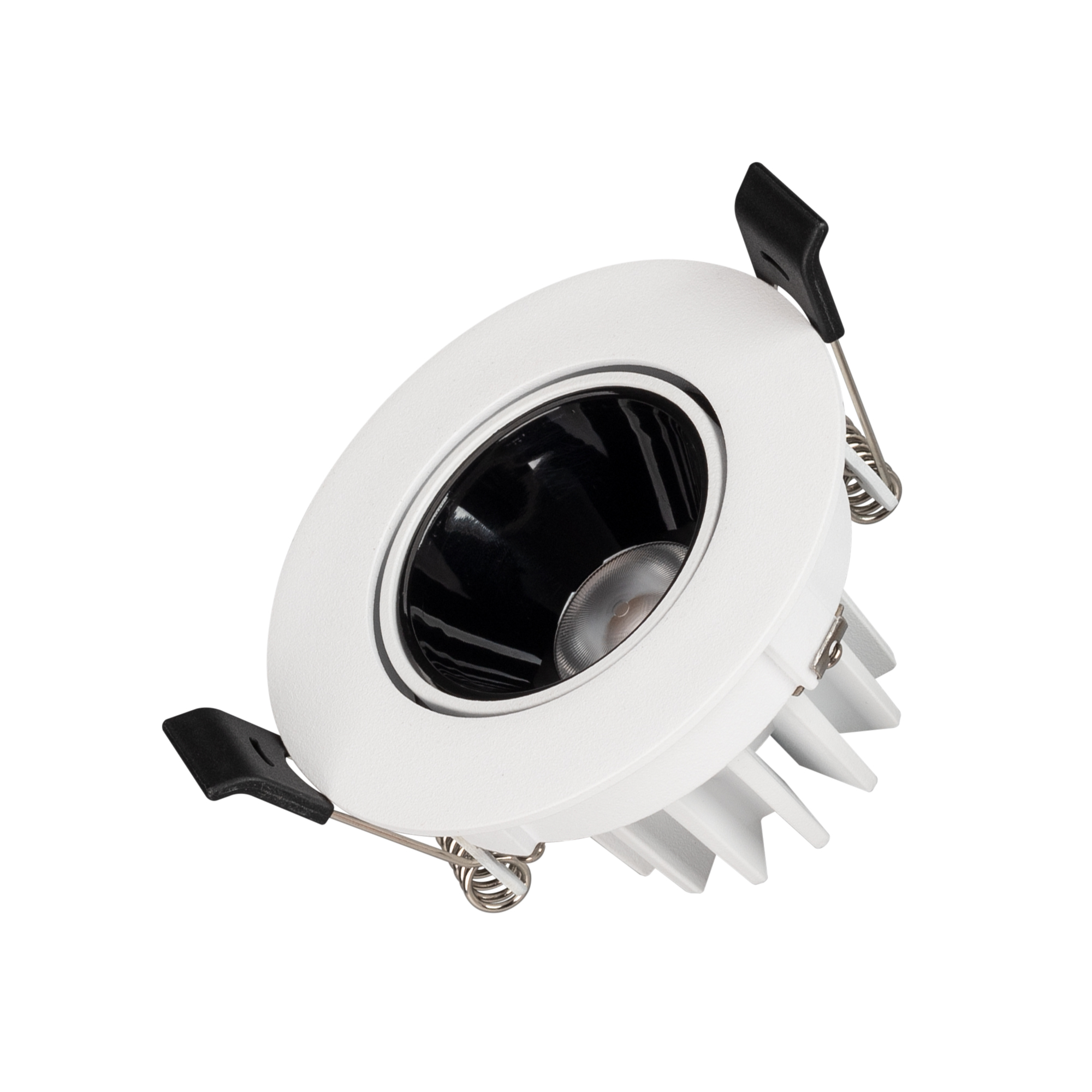 Светильник MS-FORECAST-BUILT-TURN-R82-8W Warm3000 (WH-BK, 32 deg, 230V) 035448 - Встраиваемый поворотный светильник даунлайт. Мощность 8.4 Вт, св. поток 700 лм, 83 лм/Вт, теплый 3000 K, CRI>90, UGR<16, угол 32°, напряжение питания 230 В. Белый круглый кор
