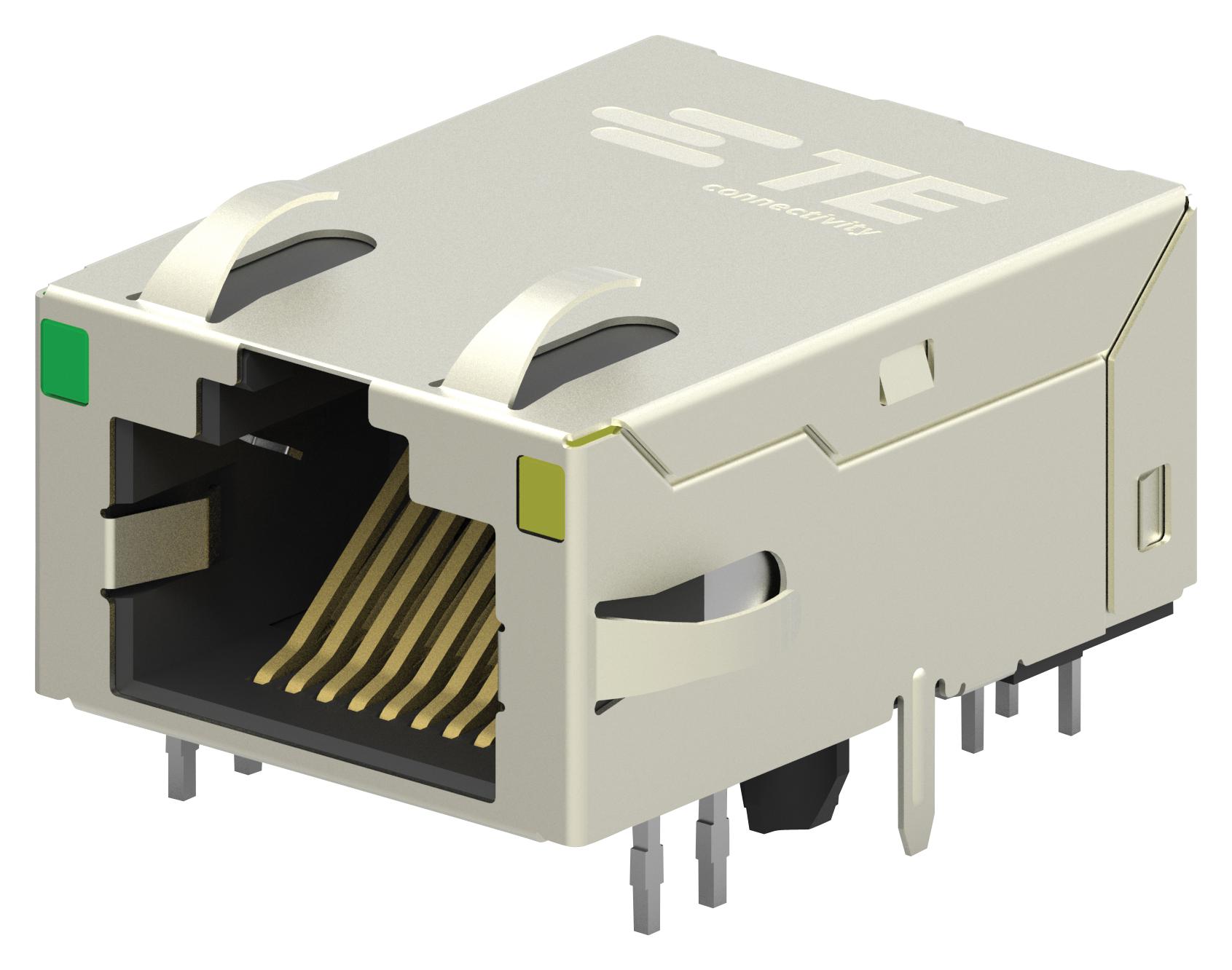1-2301994-1 - Разъем модульный RJ45 Jack со светодиодом, 1 x 1 (порт), 8P8C, монтаж в отверстие