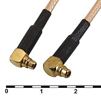 MMCX-JW3/MMCX-JW3-RG316-30 - Разъем высокочастотный, кабельная сборка RG316 MMCX штекер - MMCX штекер, длина 30 см, угловые разъемы