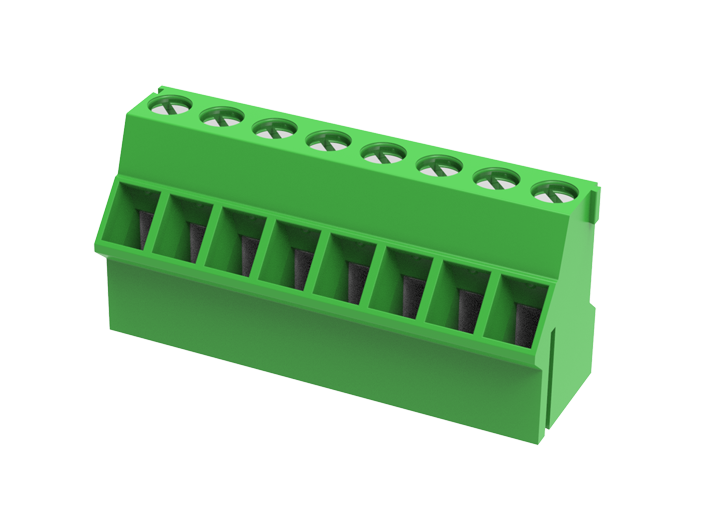 Розеточный разъем на плату MC-TF5.08C09C - Клемма, горизонтальный подвод кабеля, на плату, шаг: 5.08 мм, 9 полюсов, фиксация провода винтовая, исполнение: стандартное, 400V, 24A, цвет: зеленый
